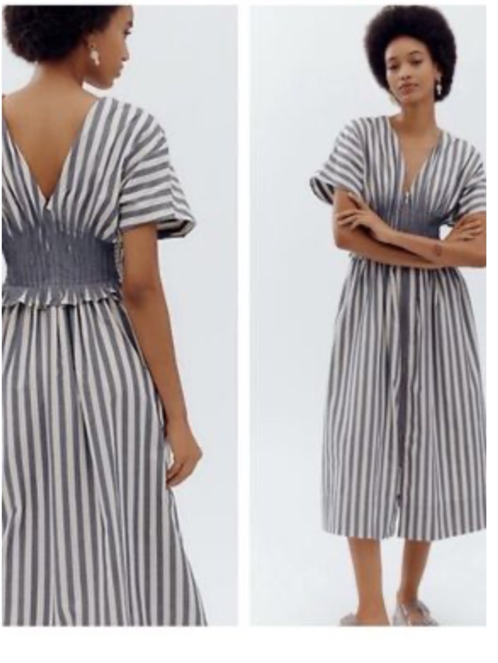 Wt anthro Striped V-Neck Midi Dress